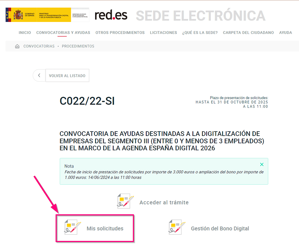 Acceso al portal de Red.es